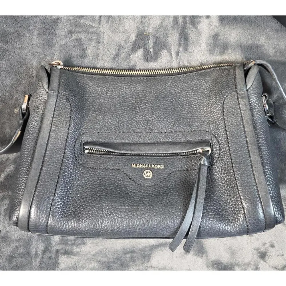 Michael Kors Carine Crossbody Pebbled Black Leather